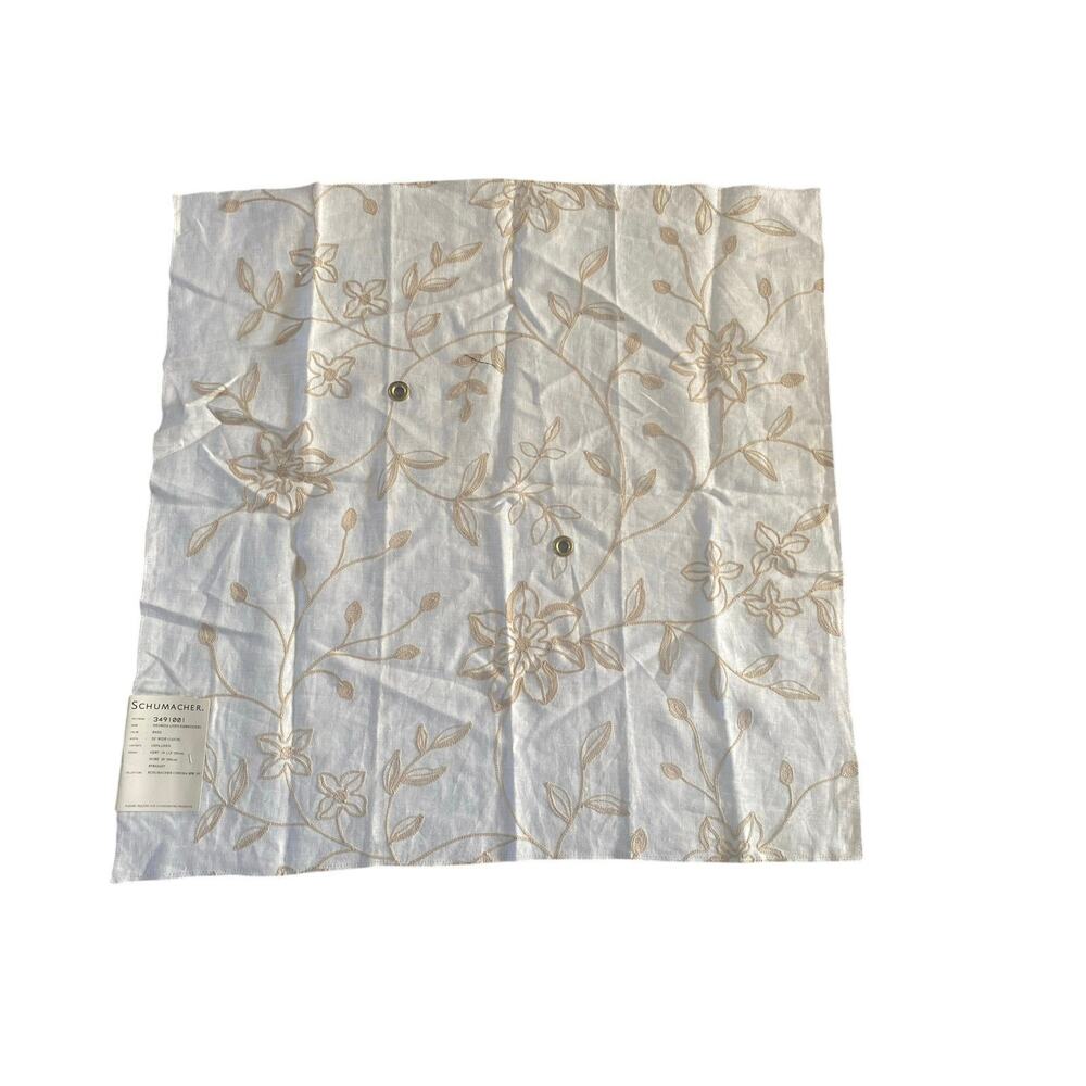 Schumacher "Georgia Linen Embroidery" fabric floral vintage swatch 26 x 26”
